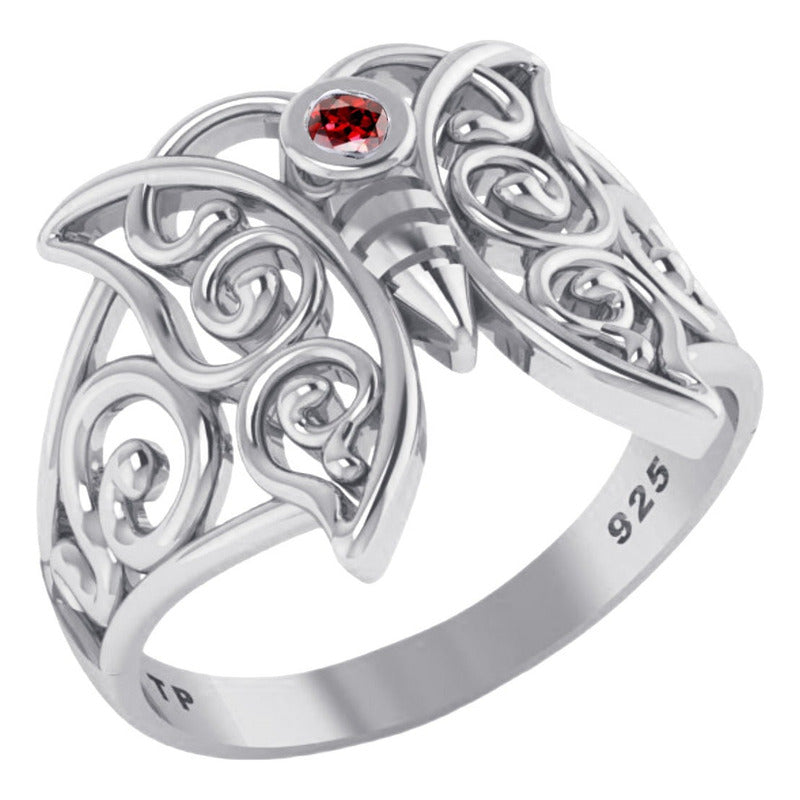 Celtic Butterfly Ring Pure Silver 925 Garnet - Exclusive