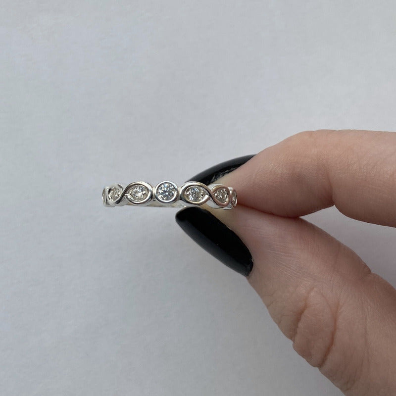 Anel Infinito Zircônias Pura Prata 925 - Melhor Preço