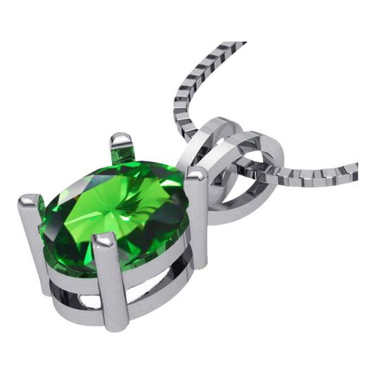 Colar Veneziana Prata 925 Esmeralda Oval 8x6mm - Exclusivo
