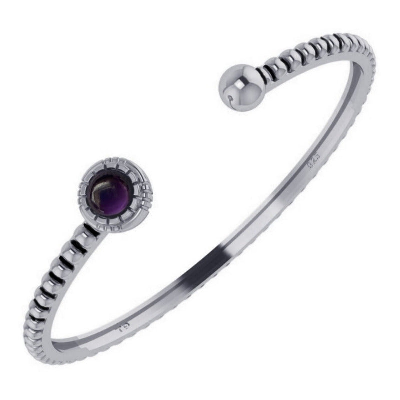Amethyst Bracelet Rigid 925 Silver - Unisex