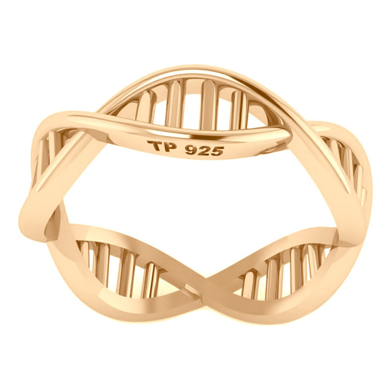 Anel Dna Genoma Biologia Prata 925 Dourada Ouro 18k