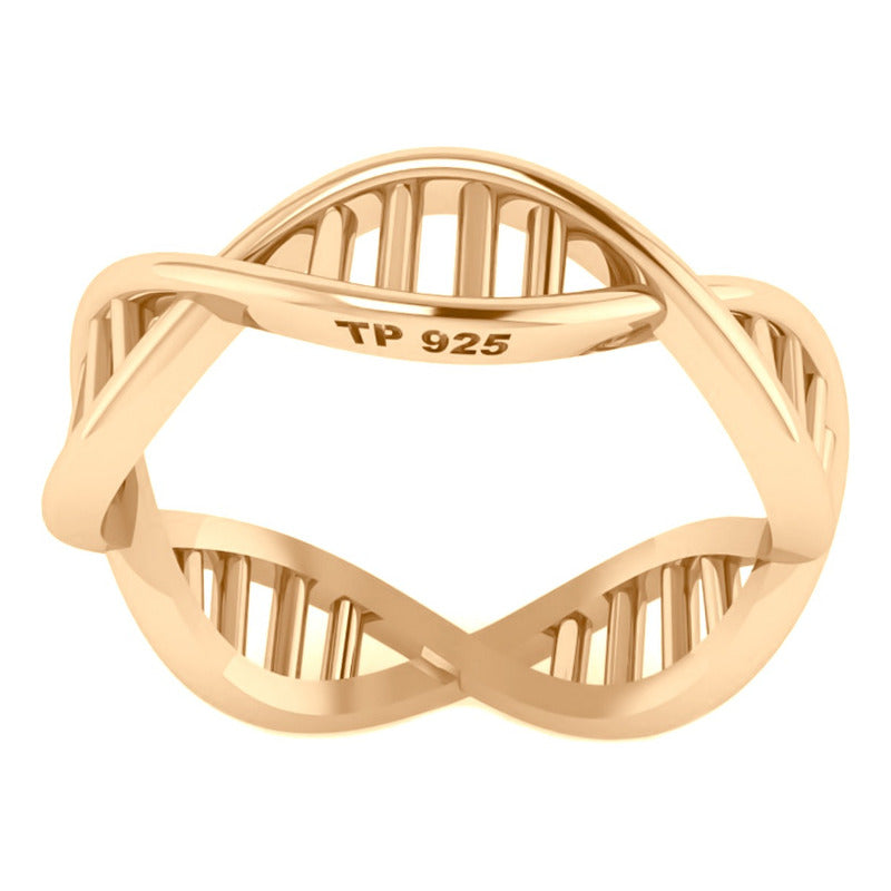 Anel Dna Genoma Biologia Prata 925 Dourada Ouro 18k