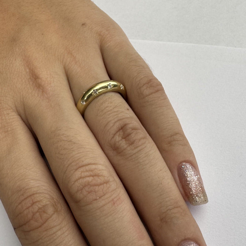 Anel Bombe Star Prata 925 Dourada 18k - Feminina