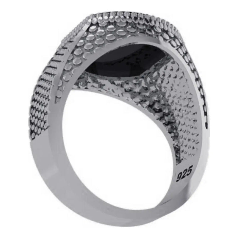 Anel Masculino De Prata 925 Black Onix - Exclusivo