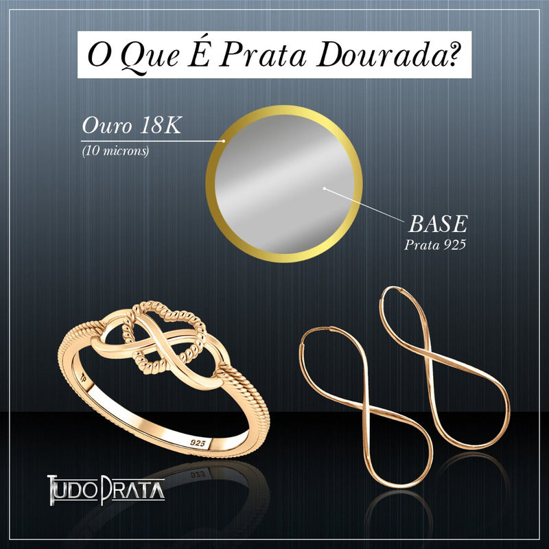 Brinco Trava Pura Prata 925 Dourada 18k - Citrino Oval