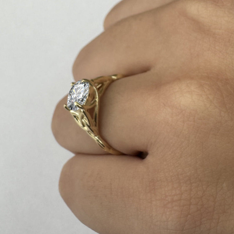 Anel Prata 925 Dourada 18k Celta Knot Trinity - Zircônia