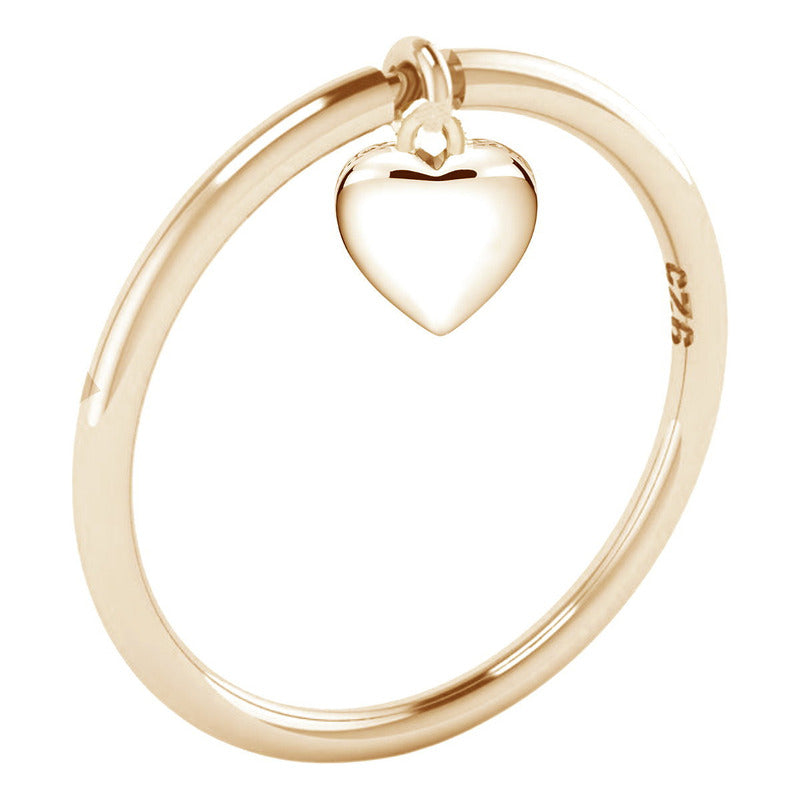 Anel Love Coração Sólido Prata 925 Dourada 18k - Exclusivo