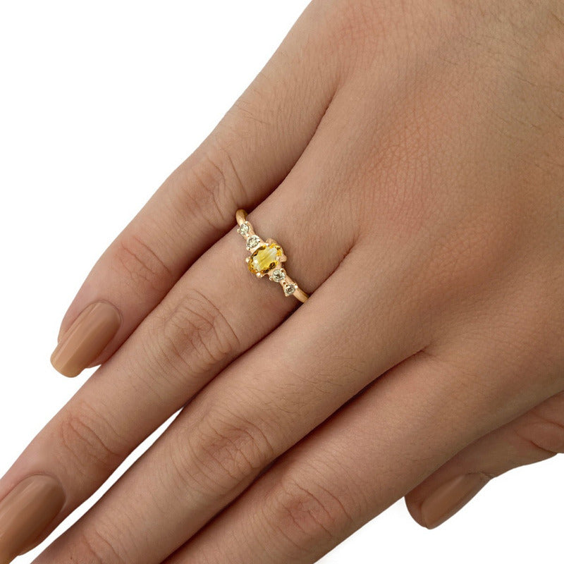 Anel London De Prata 925 Dourada Ouro 18k - Ametista
