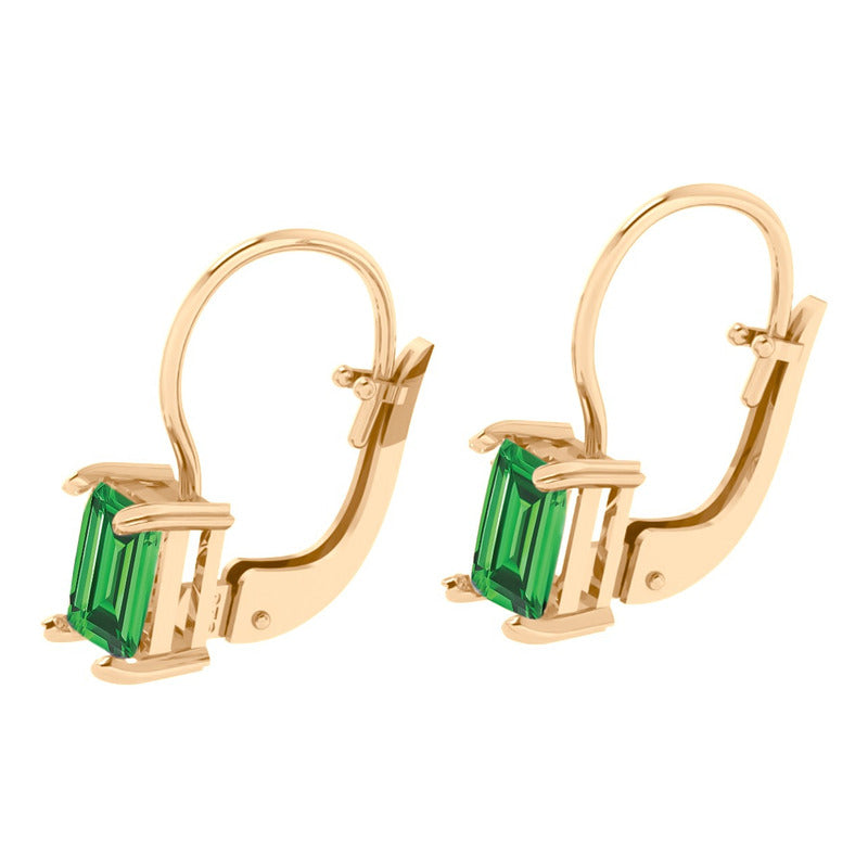 Kit Anel E Brinco Vintage Prata 925 Dourada 18k - Esmeralda