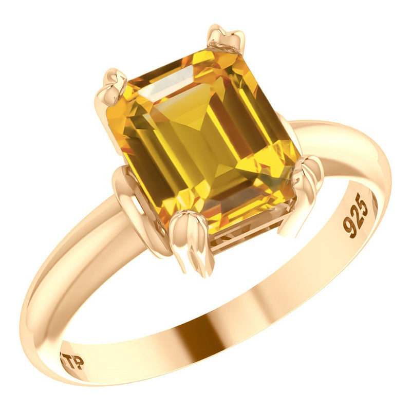 Vintage Citrine Ring 925 Silver Gold 18k Gold - Women
