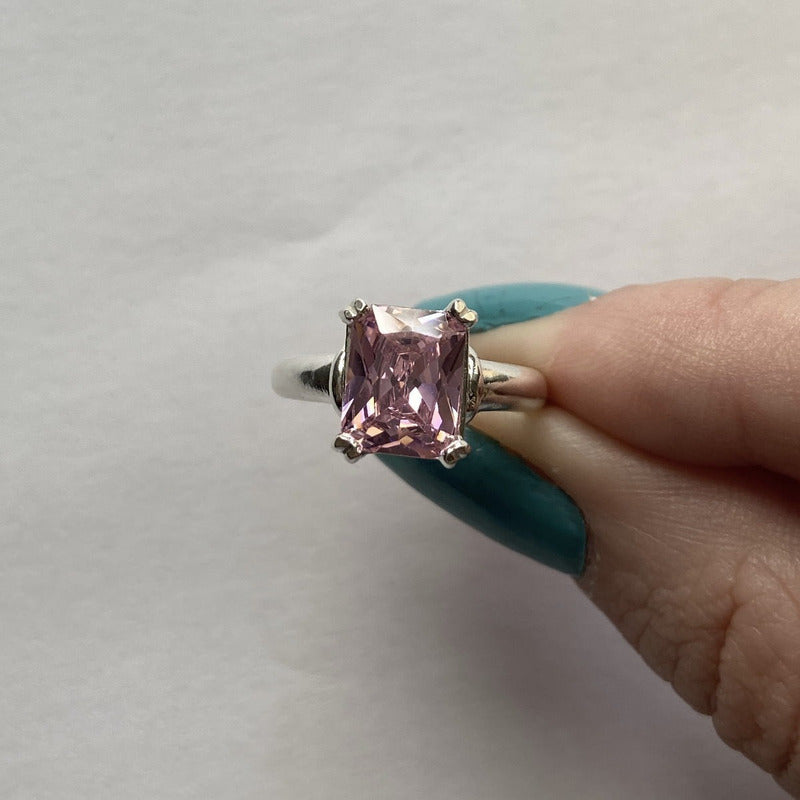 Anel Safira Rosa Pura Prata 925 Vintage - Exclusivo