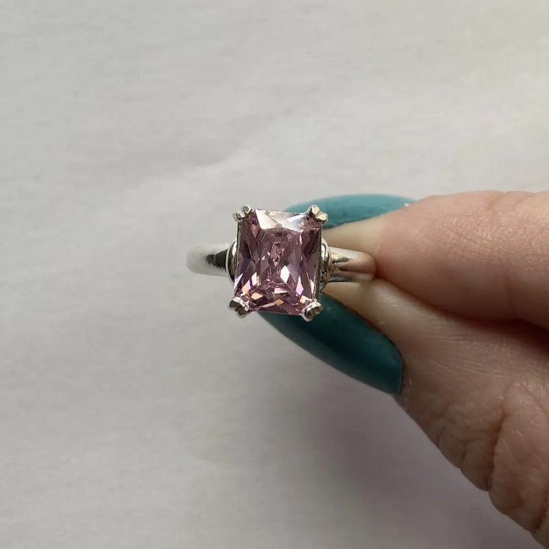 Anel Safira Rosa Prata 925 Vintage - Tudo Prata