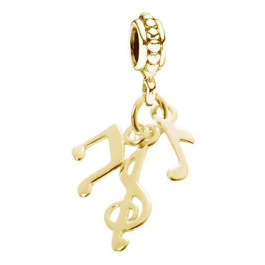 Berloque Pingente Prata 925 Dourada 18k Notas Musicais