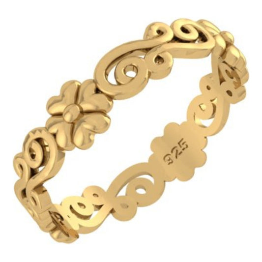 Anel Arabesco Prata 925 Dourada 18k - Exclusivo