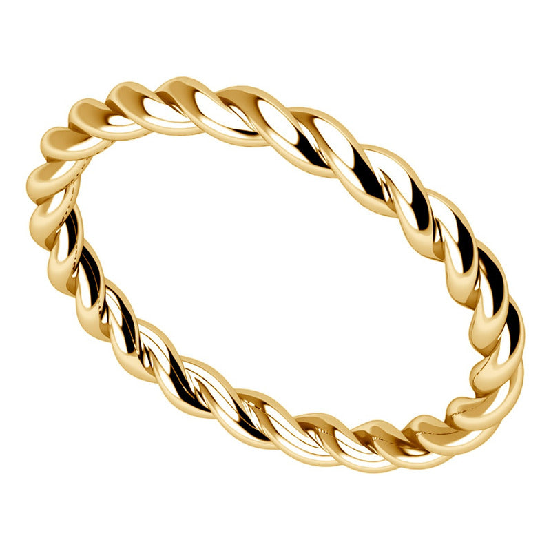 Anel Torcido Prata 925 Dourada 18k - Certificado De Garantia