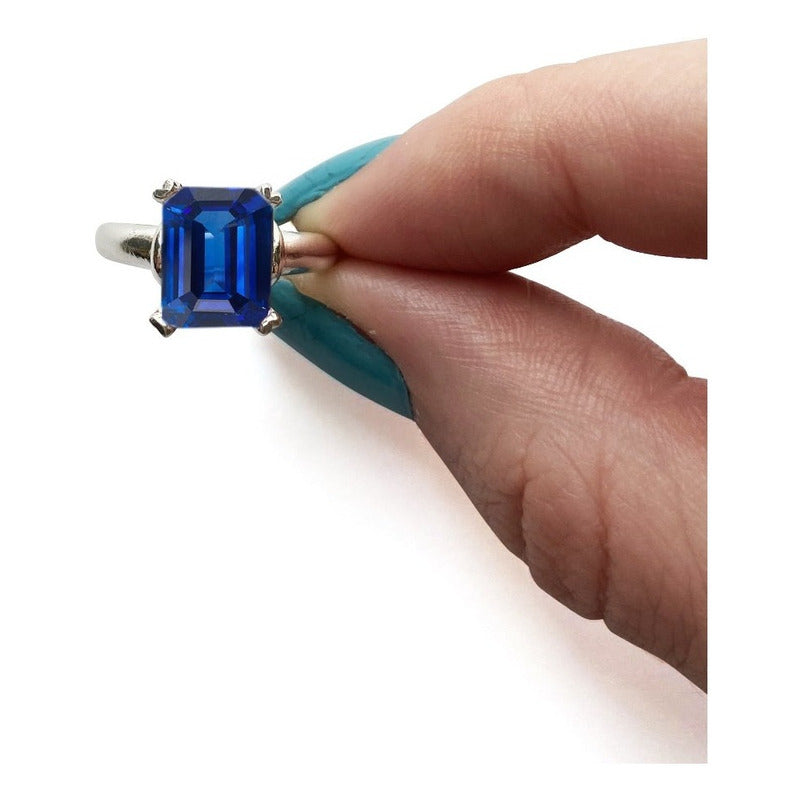 Anel Safira Zirconia De Pura Prata 925 Vintage - Exclusivo