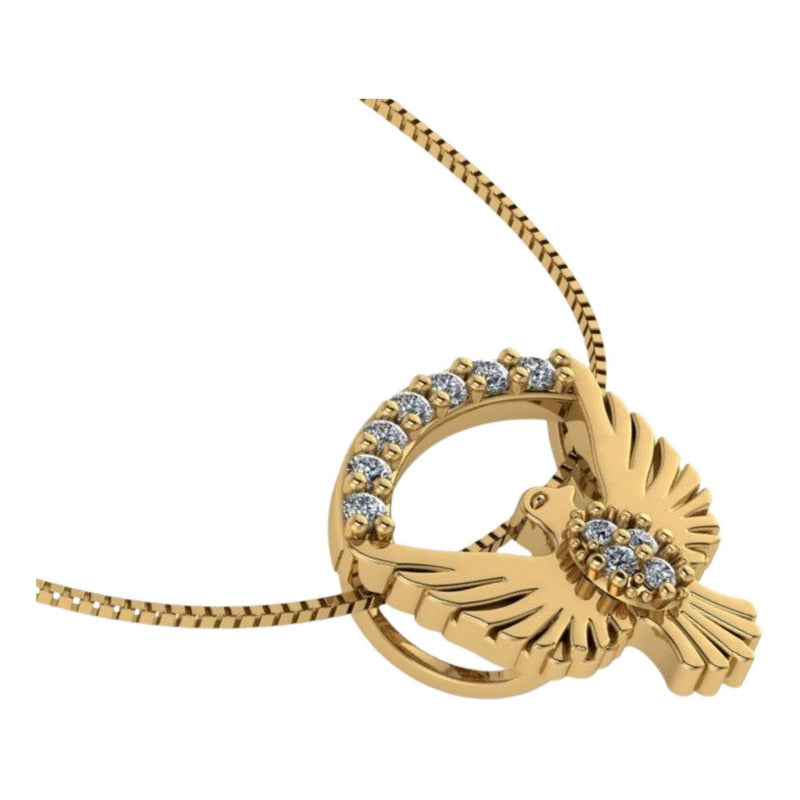 Colar Zircônia Prata 925 Dourada 18k Espirito Santo