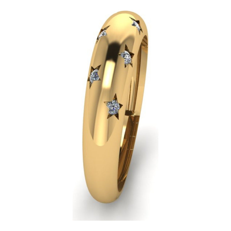 Anel Bombe Star Prata 925 Dourada 18k - Feminina