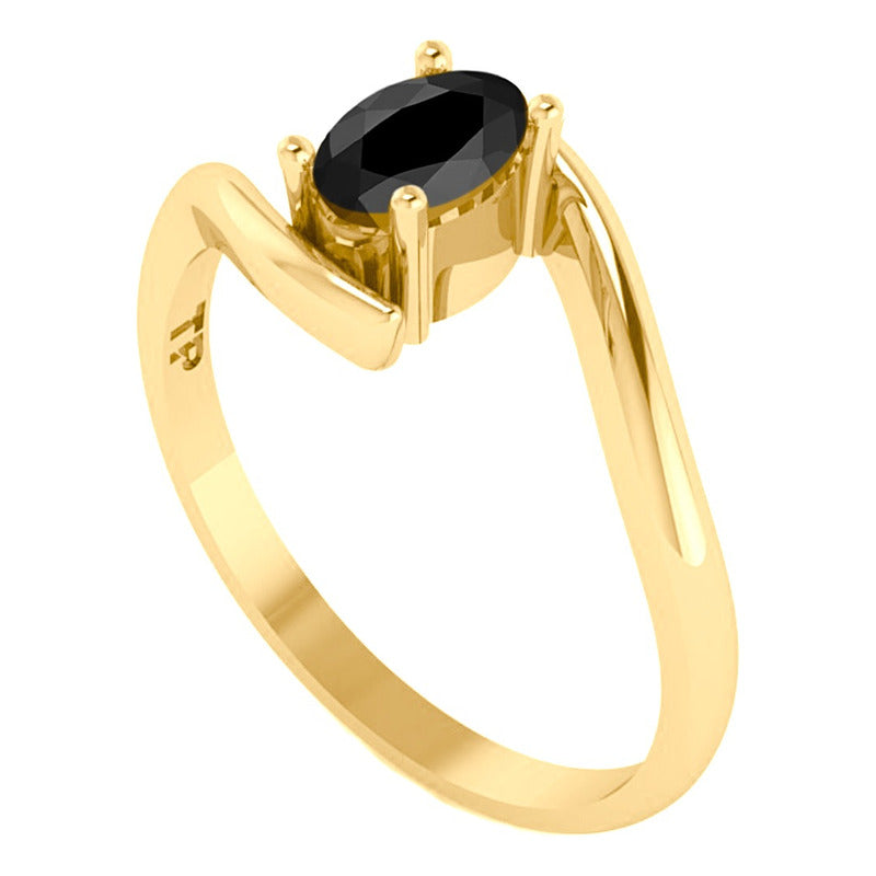 Anel Miami Prata 925 Dourada Ouro 18k - Black Ônix