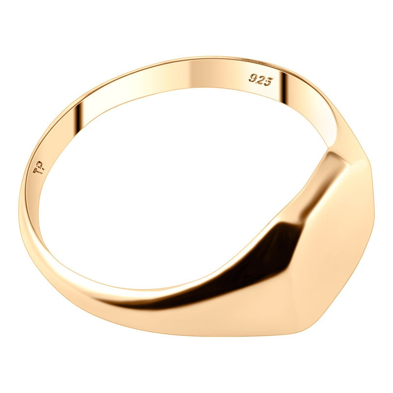 Anel Sólido Masculino Quadrado Prata 925 - Dourada Ouro 18k