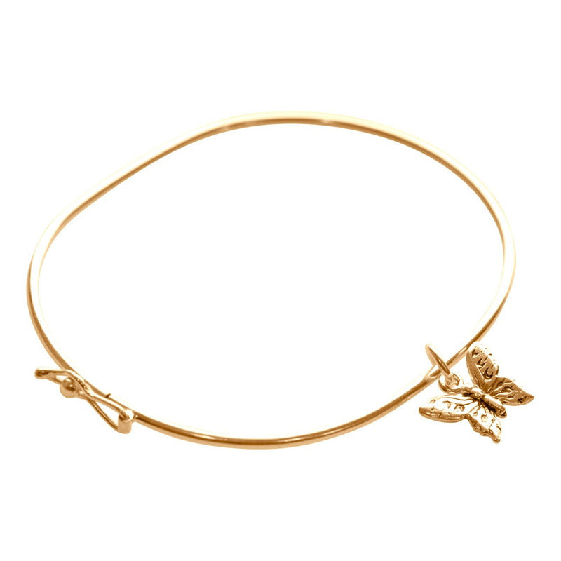 Pulseira Bracelete Prata 925 Dourada 18k Rígido - Borboleta
