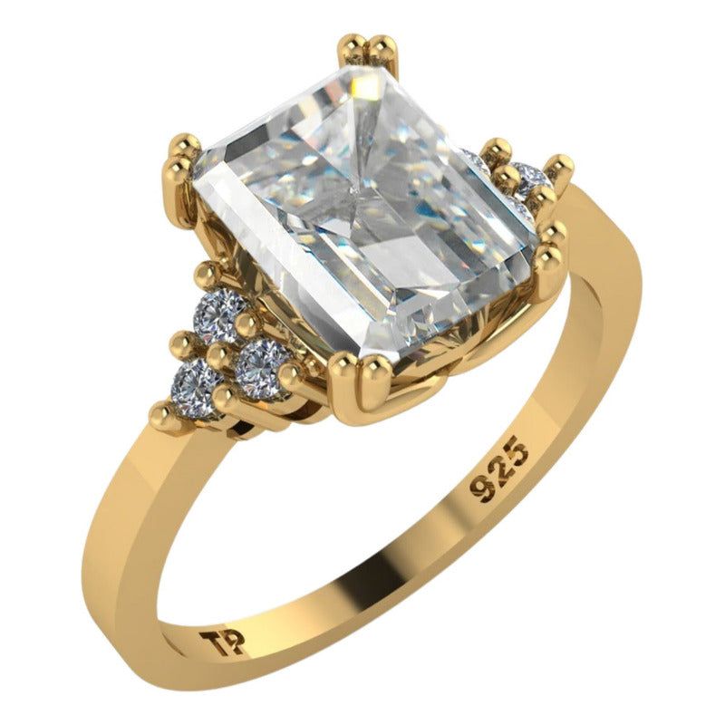 Classic Vintage Ring 925 Silver Gold 18k Gold Zirconia