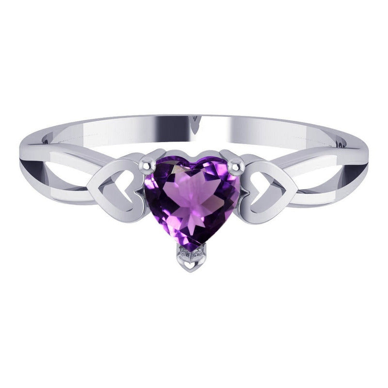 Pure 925 Silver Ring Eternal Amethyst Heart - Exclusive