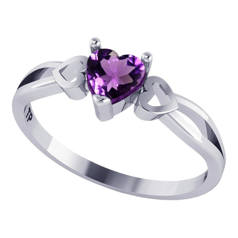 Pure 925 Silver Ring Eternal Amethyst Heart - Exclusive