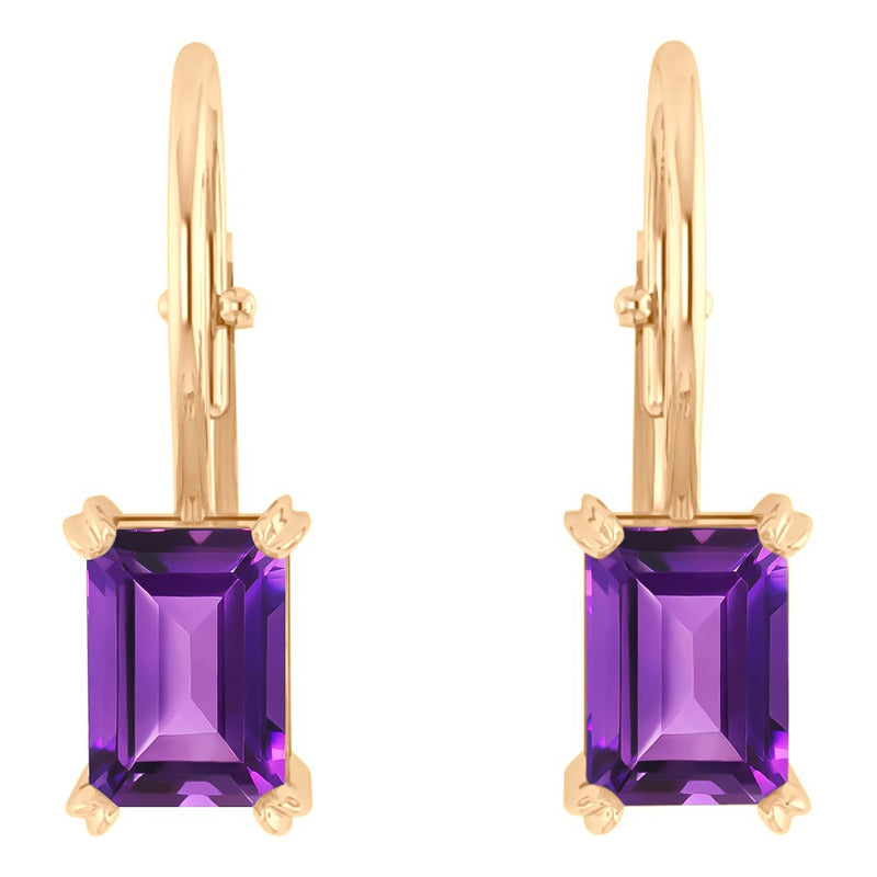 Kit Anel E Brinco Vintage Prata 925 Dourada 18k - Ametista