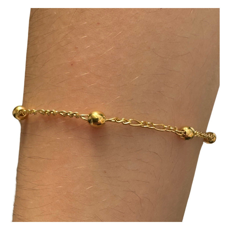 Pulseira Prata 925 Dourada 18k Bolinha 3mm - Feminina