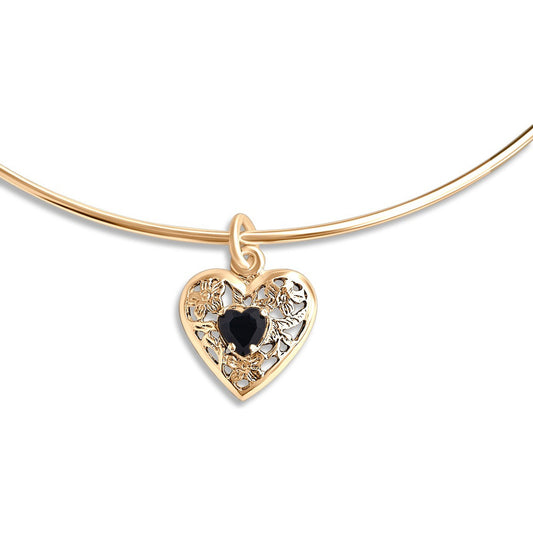 Colar Choker Coração Prata 925 Dourada 18k - Black Ônix