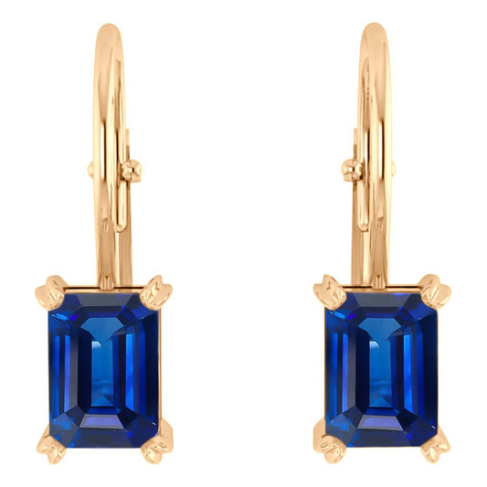 Brinco Trava Retangular Prata 925 Dourada Ouro 18k- Safira