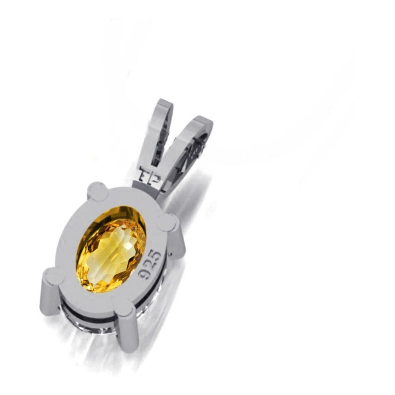 Pingente Prata 925 Oval Citrino 6x8mm - Exclusivo