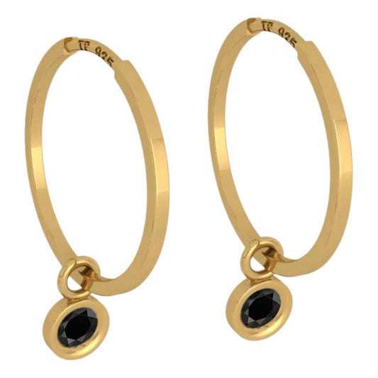 Brinco Argola Prata 925 Dourada 18k Ping Redondo - Onix