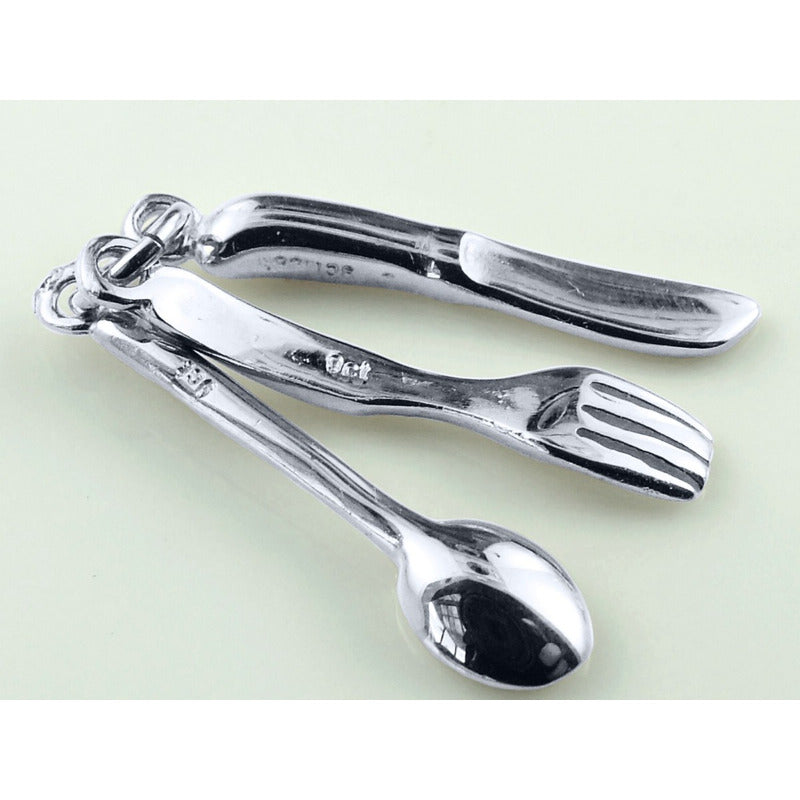 Pingente Prata 925 Culinária Garfo Colher Faca Exclusivo