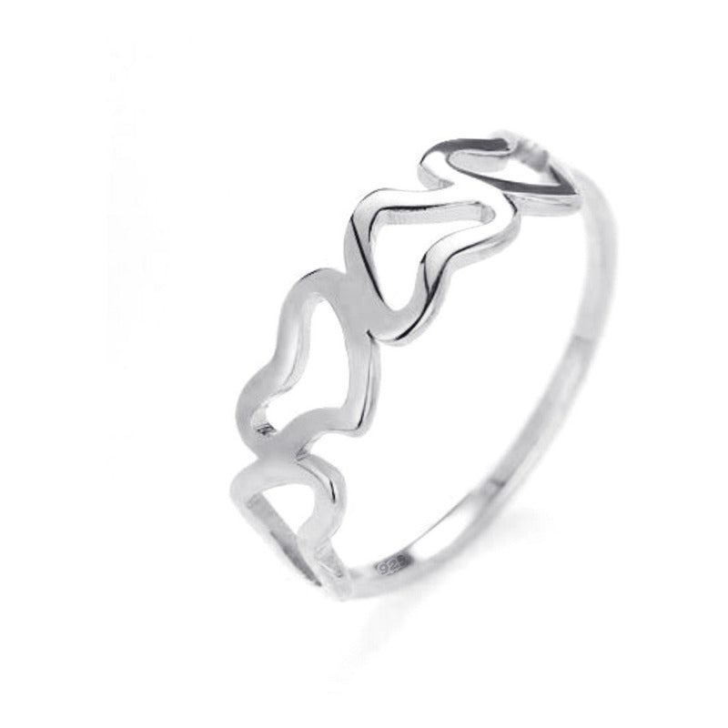Pure 925 Silver Ring with Hollow Hearts - Exclusive