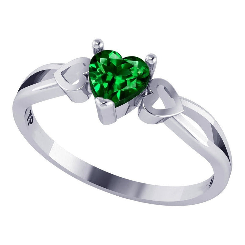 Pure 925 Silver Ring Eternal Emerald Heart - Exclusive