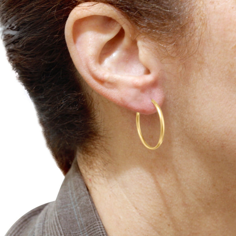 Brinco Argola 22mm Prata 925 Dourada 18k - Redonda