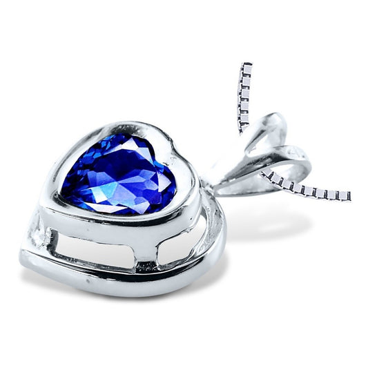 Colar Coração Prata 925 Zirconia Safira - Exclusivo