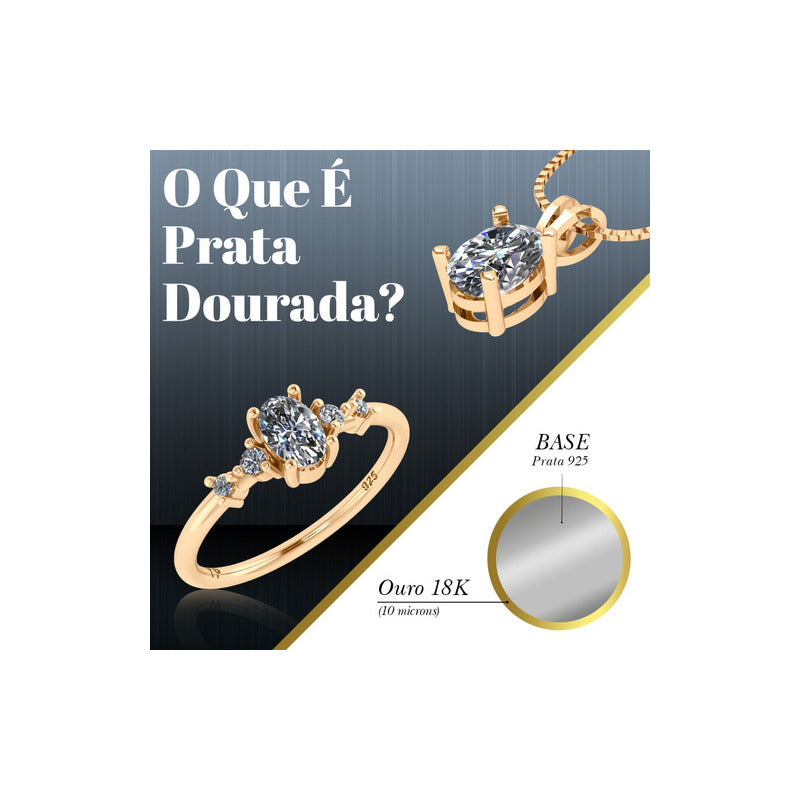 Colar Choker Coração Prata 925 Dourada Ouro 18k - Topázio