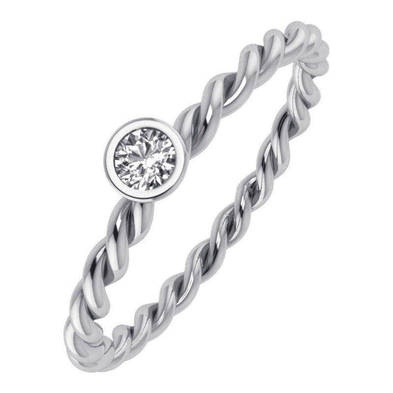 Anel Pura Prata 925 Solitário Torcido Zirconia - Exclusivo