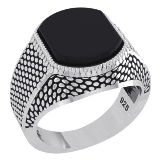 Anel Masculino De Prata 925 Black Onix - Exclusivo