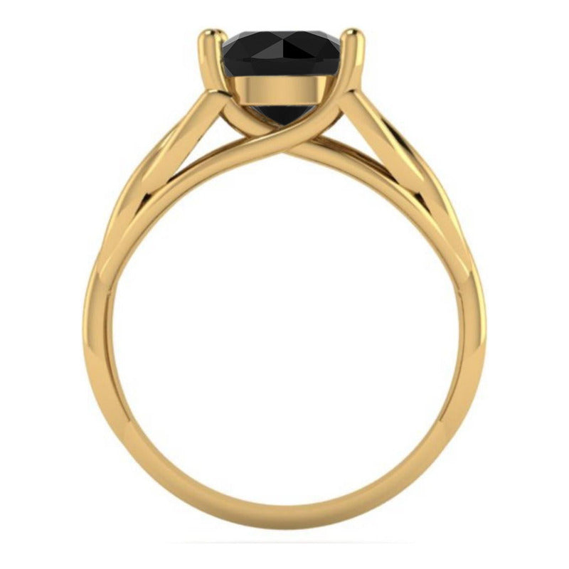 Anel Prata 925 Dourada 18k Celta Knot Trinity - Black Onix