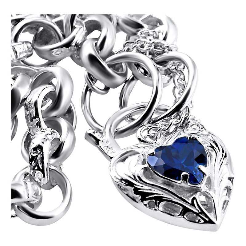 Pulseira Prata 925 Elo Portugues Pedras - Modelo Exclusivo