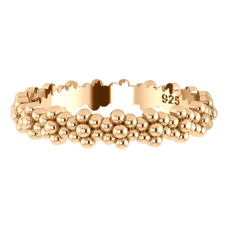 Anel Flor Margaridas De Prata 925 Dourada Ouro 18k