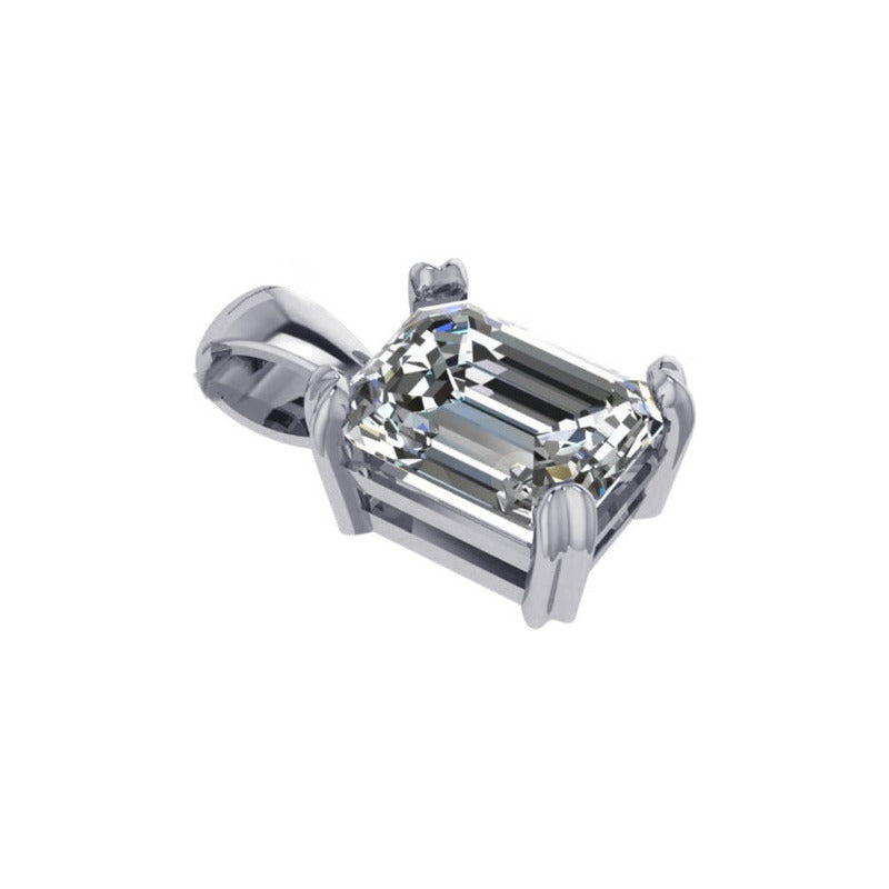 Pingente Prata 925 Retangular Zirconia Unissex - Exclusivo