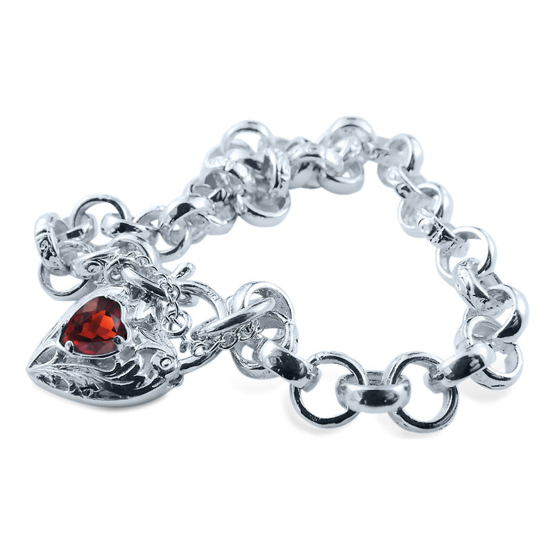 Pulseira Prata 925 Elo Portugues Pedras - Modelo Exclusivo