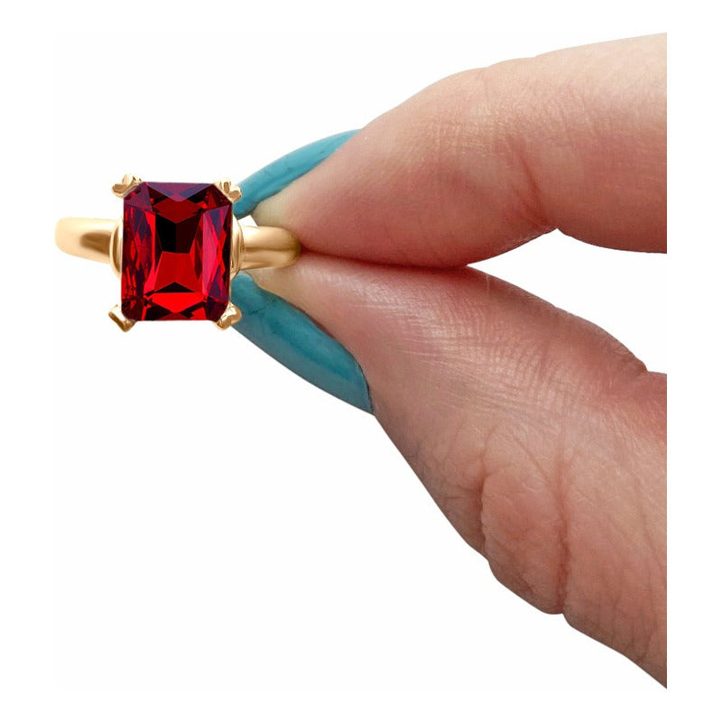 Anel Vintage Granada Prata 925 Dourada Ouro 18k - Feminino