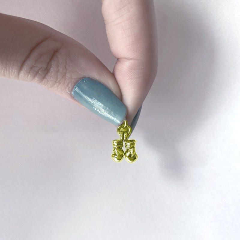 Pingente Prata 925 Dourada 18k - Par Luva De Boxe