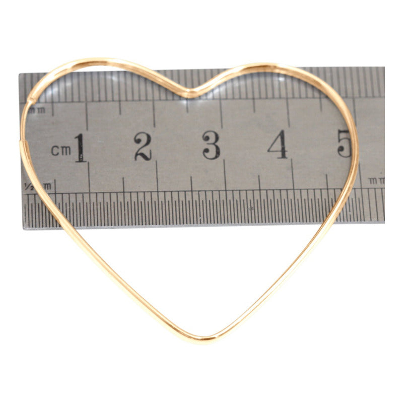 Brinco Argola Coração De Prata 925 Dourada Ouro 18k - 5cm